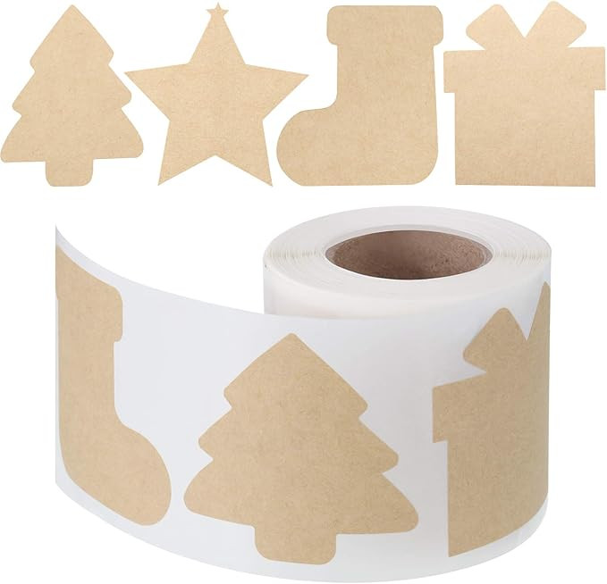 Outus 300 Pcs Christmas Gift Tags Stickers Name Kraft Paper Labels Stickers Brown Christmas Tags ... | Amazon (US)