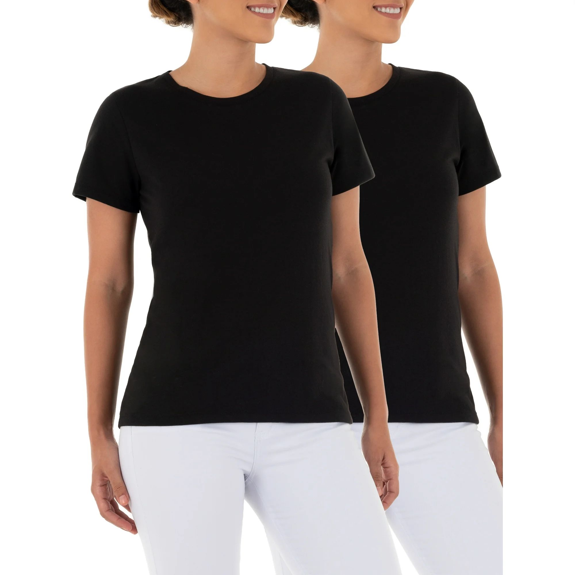 Time and Tru Women's Short Sleeve Crewneck Tee, 2-Pack | Walmart (US)