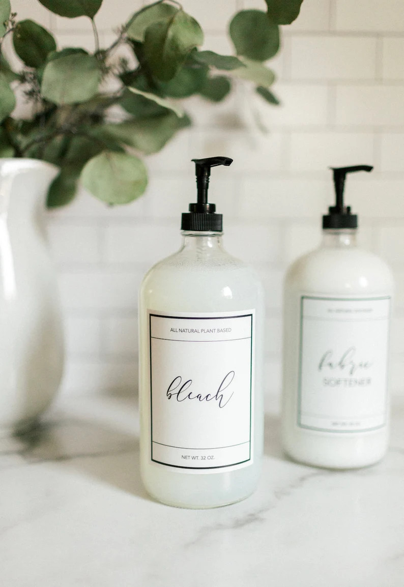 32oz Bleach Label | Laundry label | Cleaning Label | Essential oil safe bottle label | Vinyl Labe... | Etsy (US)