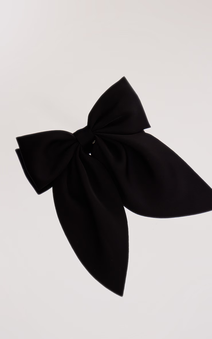 Black Large Bow Hair Clip | PrettyLittleThing US