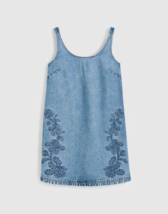 Denim Embroidered Mini Dress | Madewell