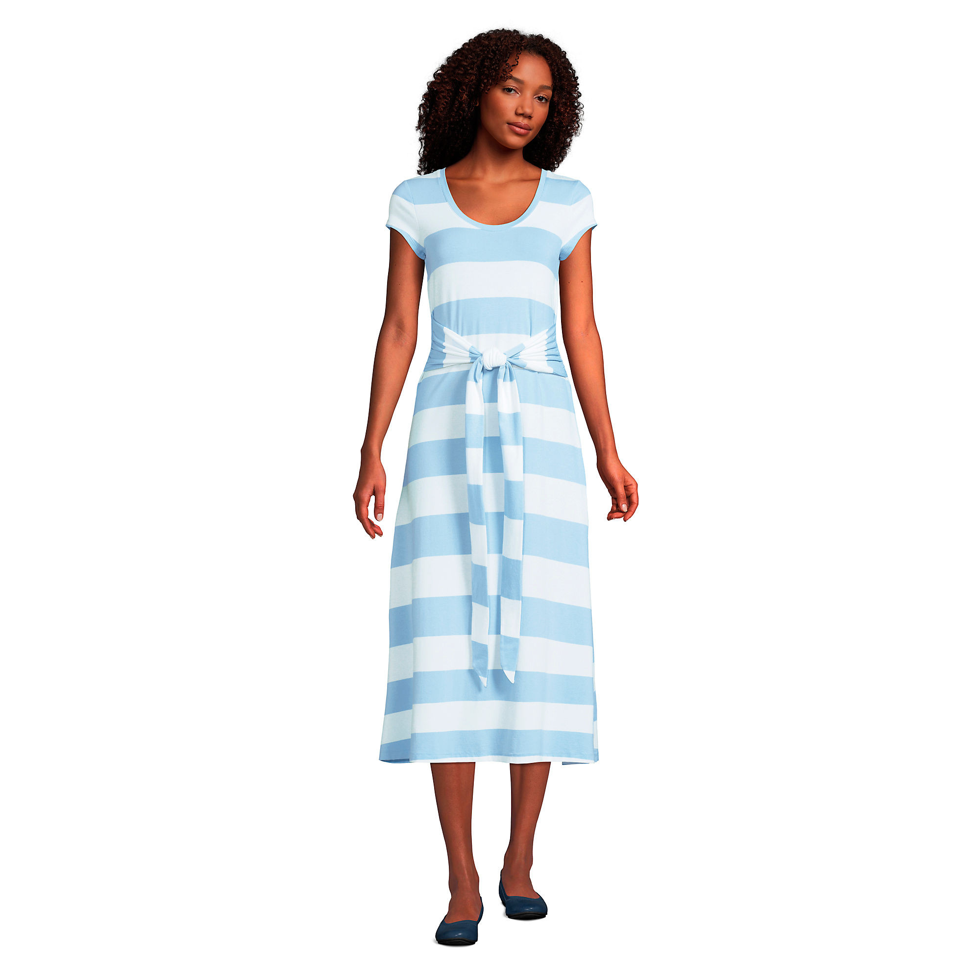 Women's Light Weight Cotton Modal Convertible Tie Waist Midi Dress | Lands' End (US)