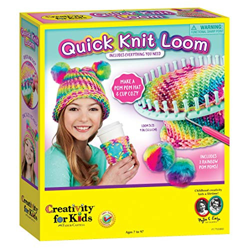 Creativity for Kids Quick Knit Loom Kit - Knitting Kit for Kids, Make Your Own Pom Pom Hat And Acces | Amazon (US)