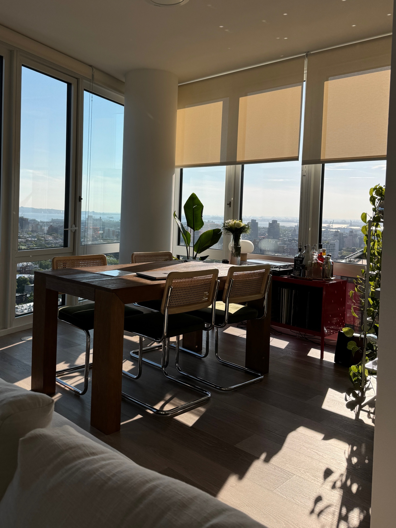 dining room setup with oak dining table and rattan chairs ! 

#LTKHome
