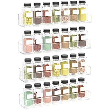VAEHOLD Adhesive Acrylic Spice Rack with 2 Nano Double Sided Tape Wall Mount Organizer for Bathroom  | Amazon (US)