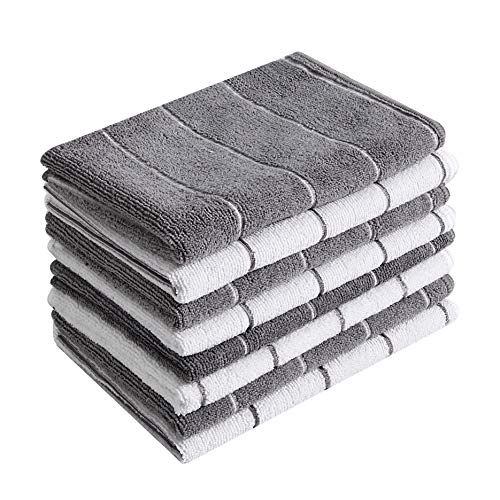 Microfiber Kitchen Towels - Super Absorbent, Soft and Solid Color Dish Towels, 8 Pack (Stripe Design | Amazon (US)