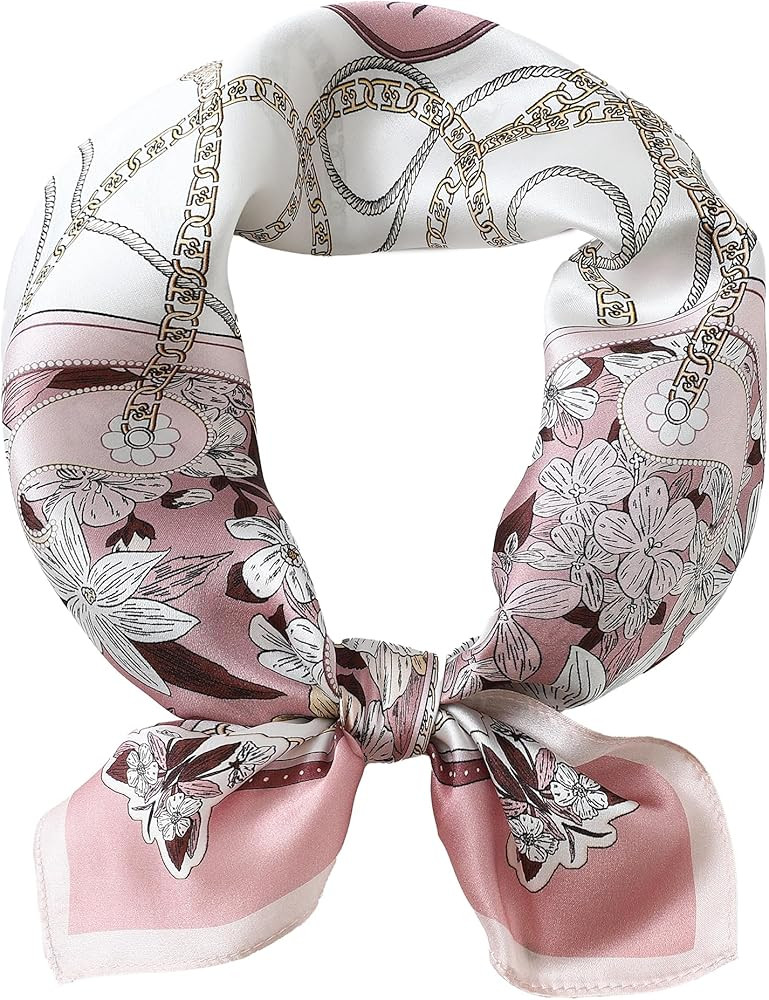 100% Pure Mulberry Silk Square Scarf-27''x27"Lightweight Hair Scarves Headscarf Night Sleeping wi... | Amazon (US)