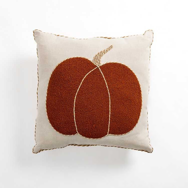 Orange Embroidered Pumpkin Pillow | Kirkland's Home