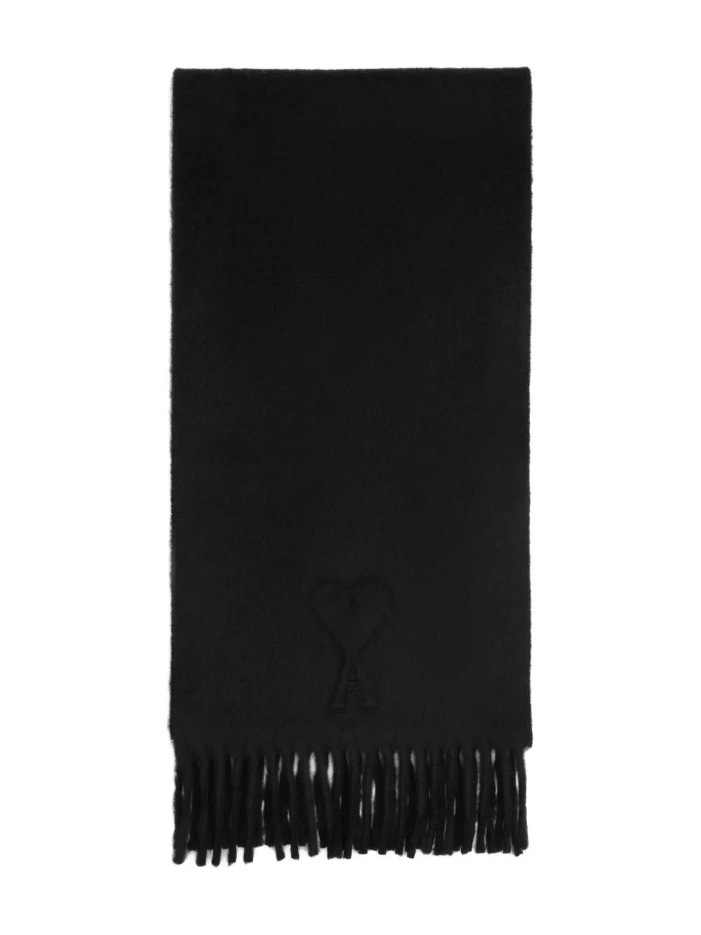 AMI Paris  Ami De Coeur Embossed Wool Scarf | Black | FARFETCH SI | Farfetch Global