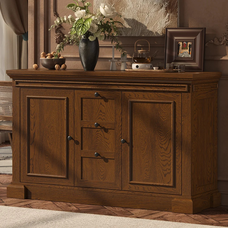 48 Inches Buffet Cabinet with Storage, 34" Tall Farmhouse Sideboard Buffet with 3 Drawers and 2 D... | Walmart (US)