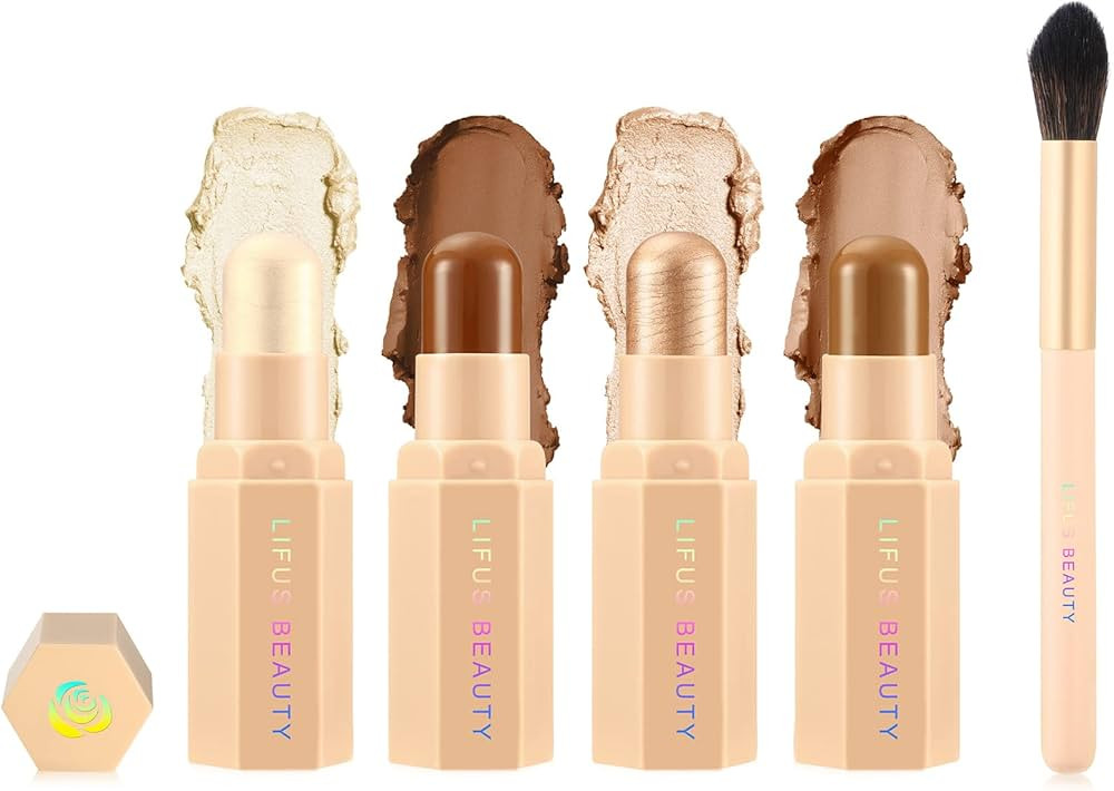 LIFUS Face Cream Contour Stick Bronzer Stick Highlighter Stick Illuminator Makeup Glow Kit,Long L... | Amazon (US)