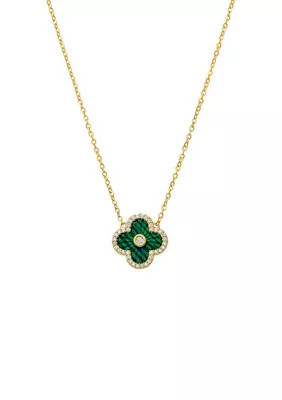 By Adina Eden Gold Plated Pave Outline Colored Stone Clover Pendant Necklace | Belk