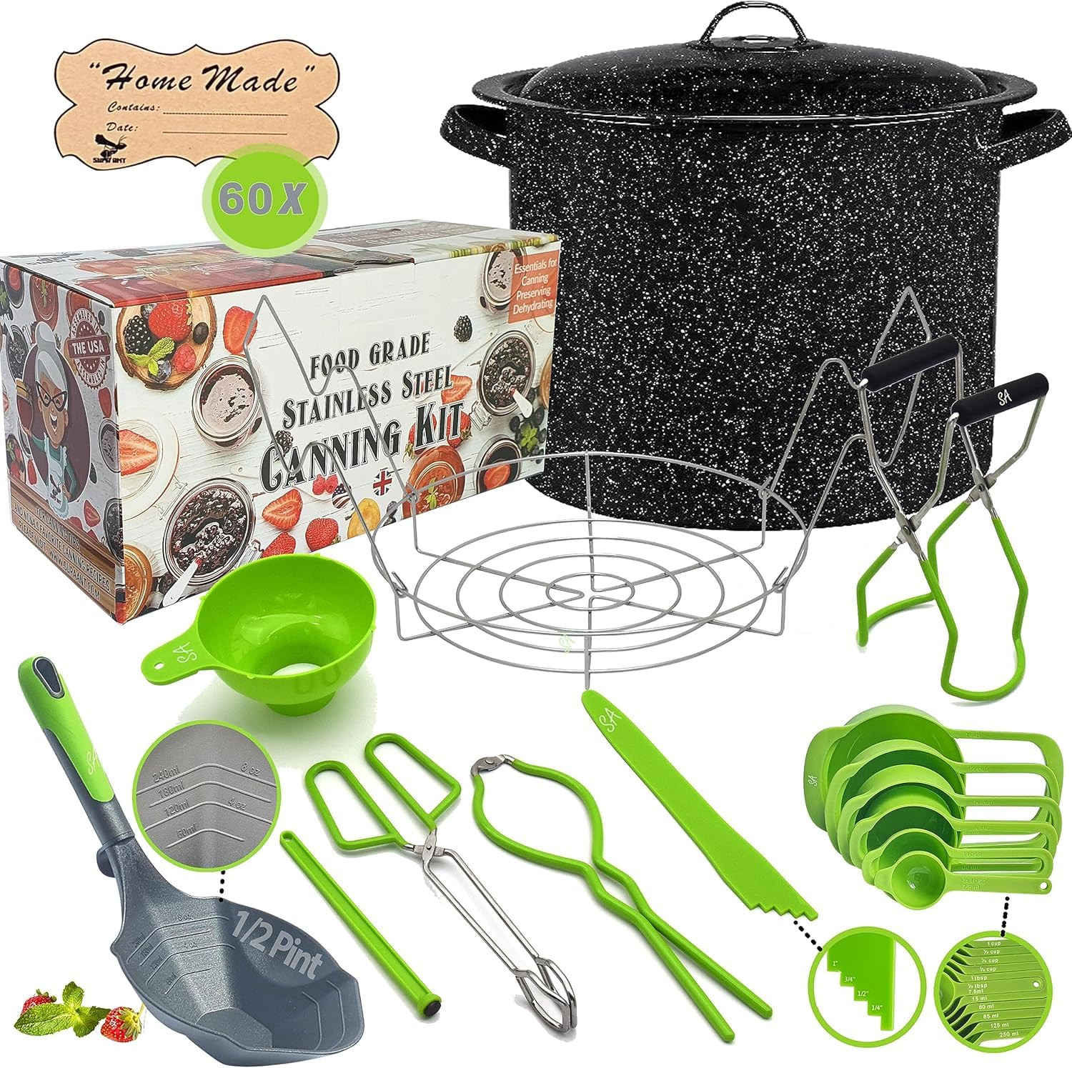 Supa Ant Canning Supplies - Water Bath Canning Pot with Rack & Lid - Starter Kits Set for Beginne... | Amazon (US)