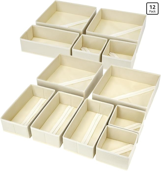 DIMJ Drawer Organizer Clothes, 12 Pack Dresser Organizer, Foldable Closet Organizers and Storage,... | Amazon (US)