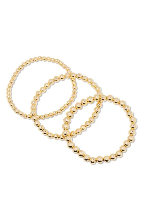 Brook and York Makenna Set of 3 Beaded Stretch Bracelets in Gold at Nordstrom | Nordstrom