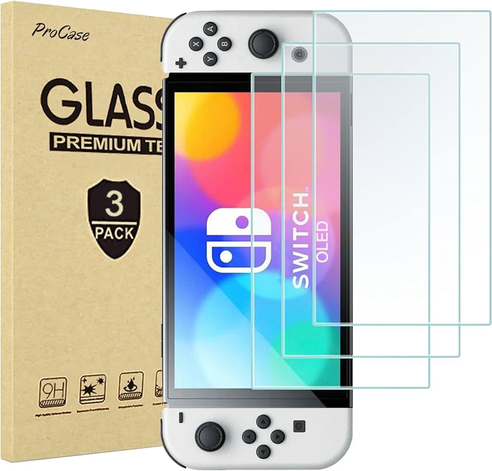 ProCase Screen Protector Compatible with Nintendo Switch OLED 3 Pack, Tempered Glass Screen Film ... | Amazon (US)