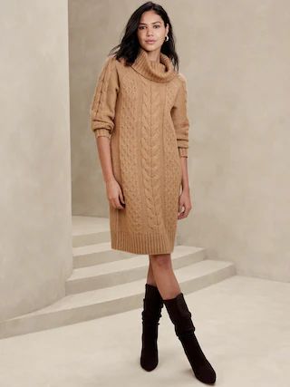 Cable Knee-Length Sweater Dress | Banana Republic Factory