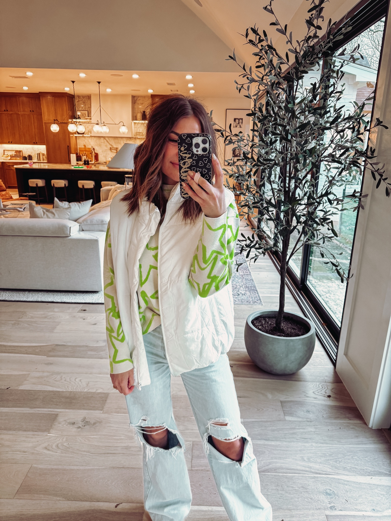 saturday ootd, size small on this sweater and small in this vest. my jeans are old, man can brand in size 26

#LTKfindsunder100 #LTKfindsunder50 #LTKstyletip