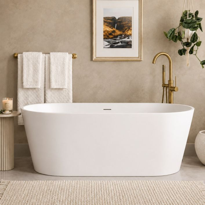 Chloe Acrylic Double Ended Freestanding Tub - No Faucet Drillings | Vintage Tub & Bath