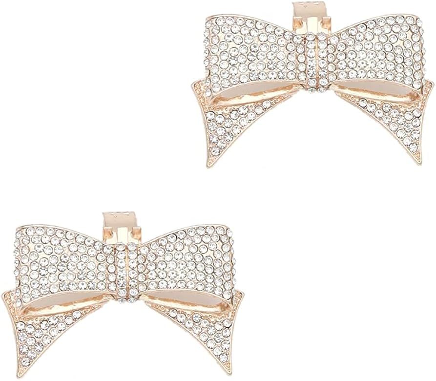 MLAVXCC 2Pcs Women Bow Shoe Clips Rhinestones Decorative Wedding Party Shoes Accessories Decorati... | Amazon (US)