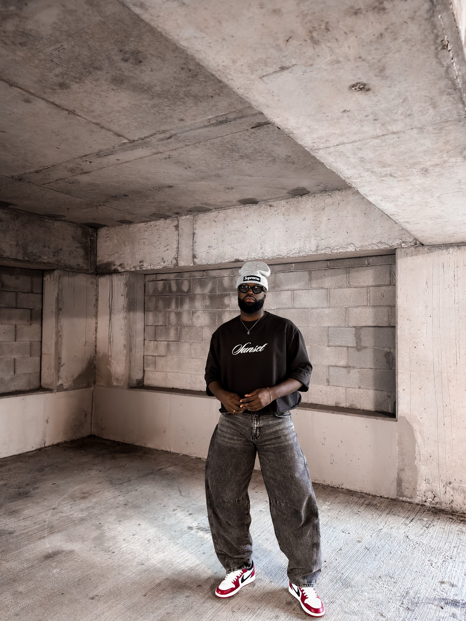 Streetwear for him. Some of my favorite baggy denim finds! Shirt is XL. 