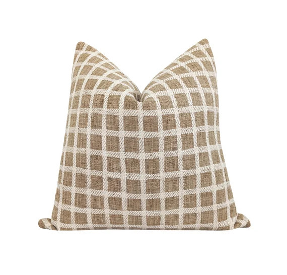 Chunky Woven Plaid Pillow Cover Farmhouse Accent Pillow - Etsy | Etsy (US)