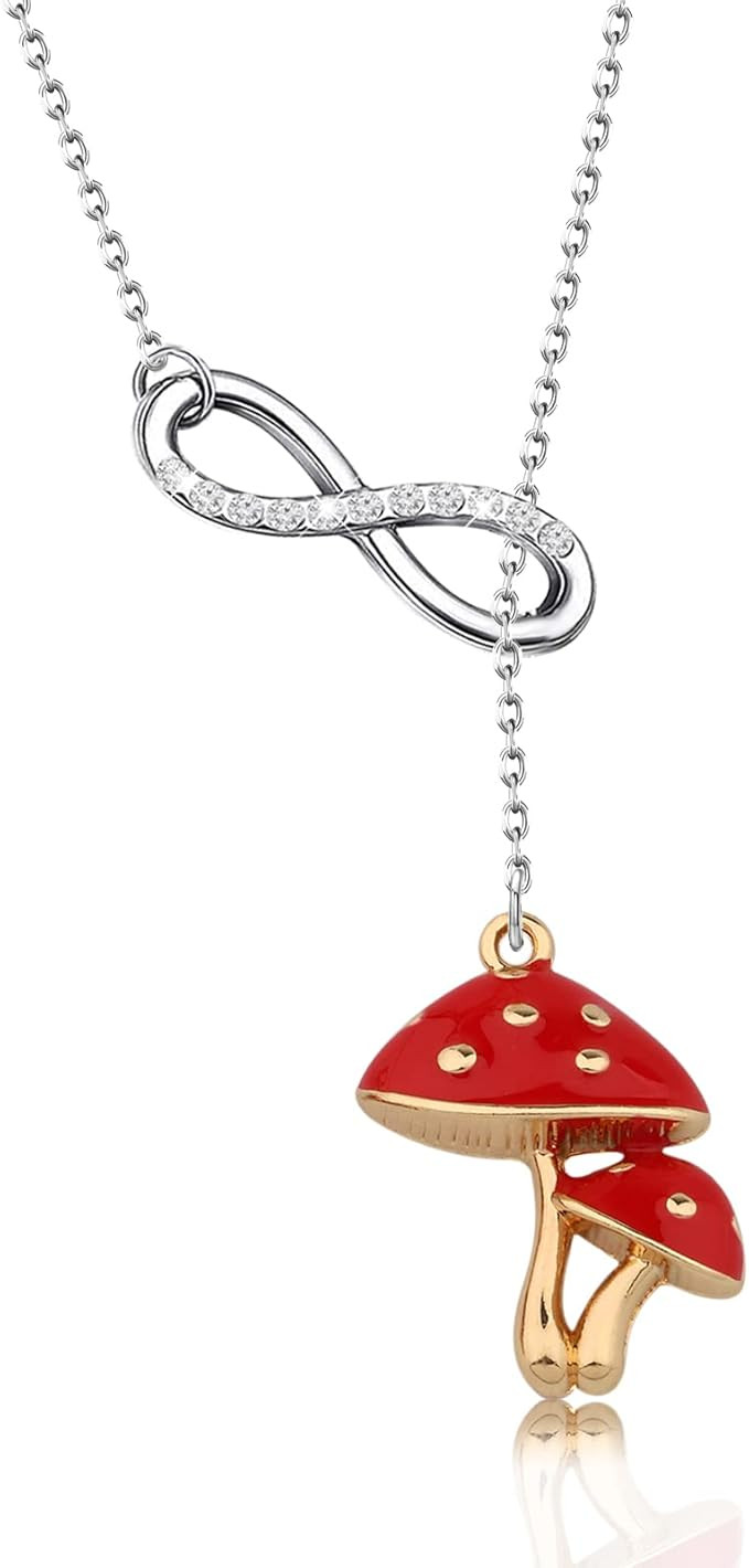 PLITI Mushroom Gift Cute Mushroom Lover Gift Red Mushroom Spotted Infinite Y Necklace For Mother ... | Amazon (CA)