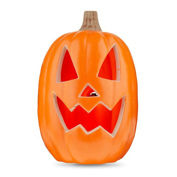 Halloween Orange Polypropylene Light-Up Jack-O'-Lantern Decoration, 10 in x 10 in x 16 in, by Way... | Walmart (US)