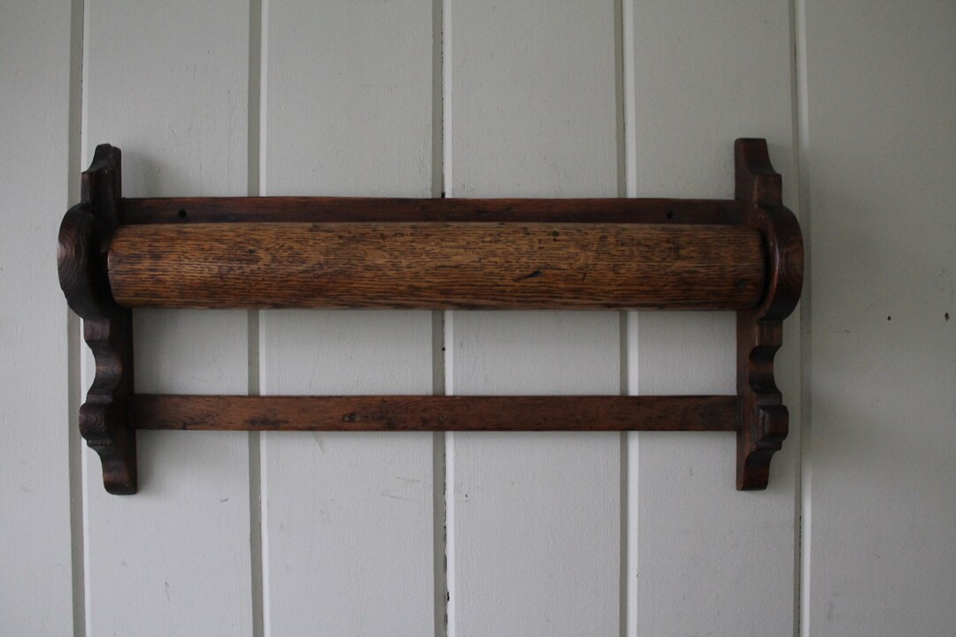 Antique Wood Towel Bar Rustic Primitve Wall Hanging Kichen Decor - Etsy | Etsy (US)