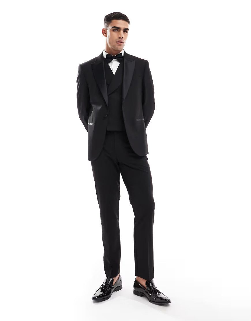 ASOS DESIGN slim fit tuxedo trousers in black | ASOS (Global)