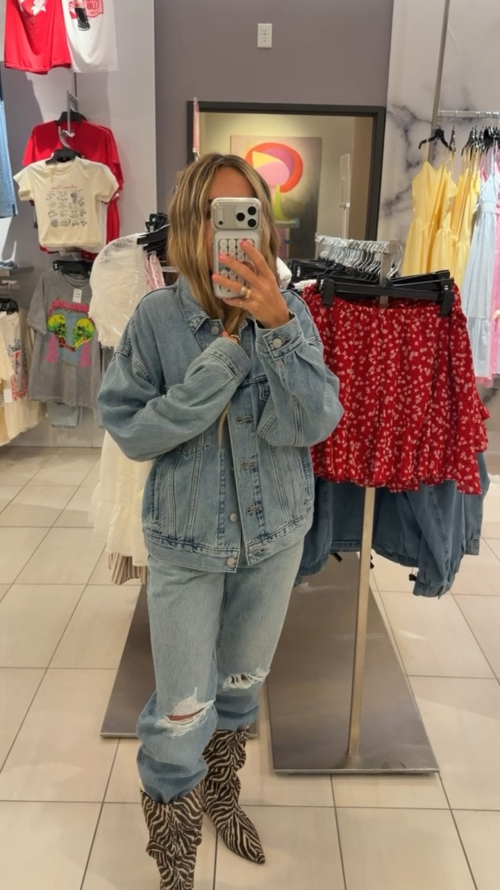 Nsale, nordstrom sale, anniversary sale, denim on denim, denim jacket, fall outfit, knee high boots, tall boots, zebra

#LTKootd #LTKSeasonal #LTKSaleAlert