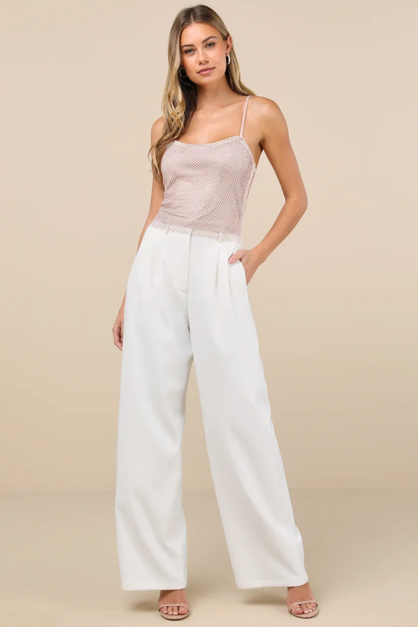 Kanha Champagne Rhinestone Cami Crop Top | Lulus