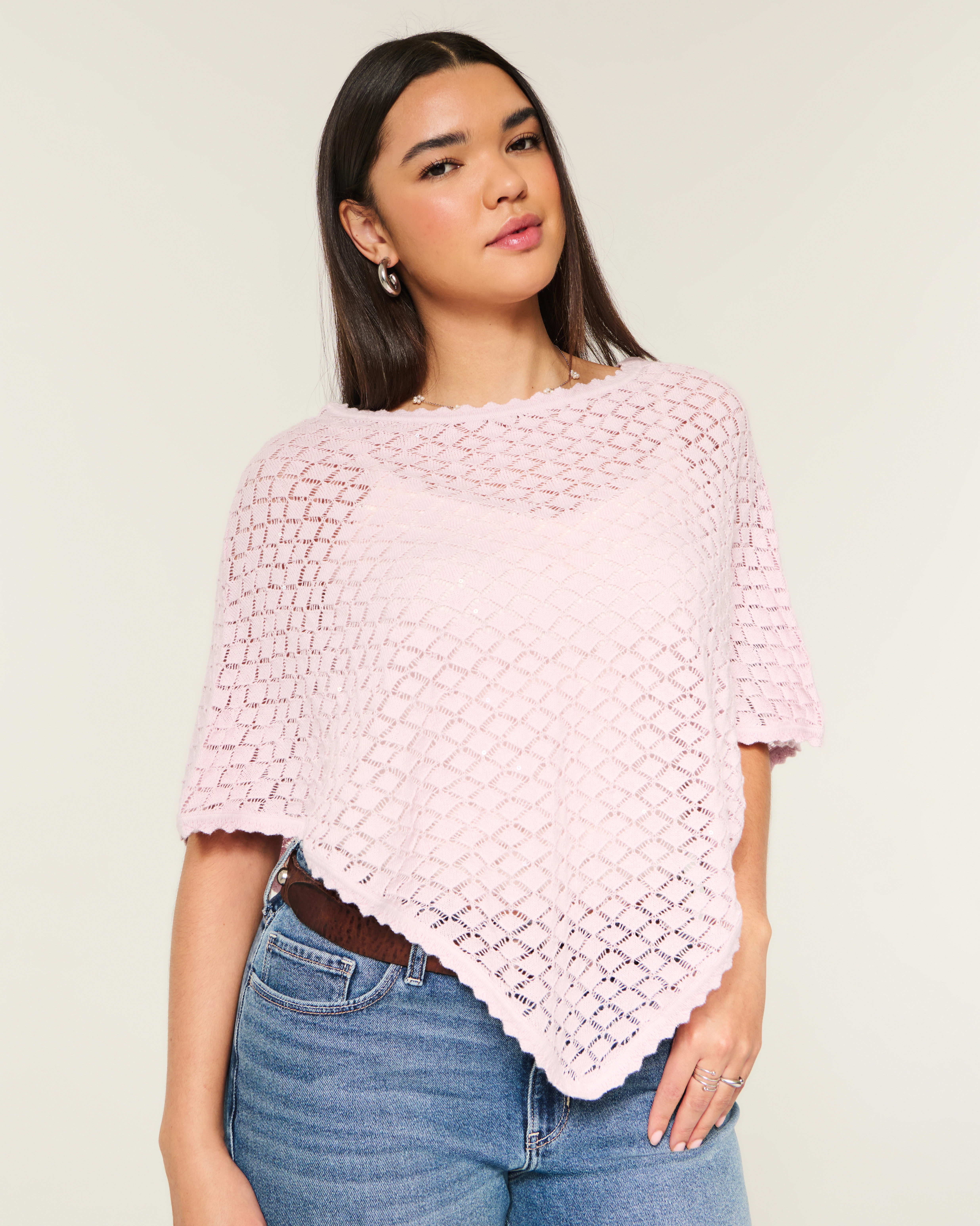 Open-Stitch Sequin Poncho | Hollister (US)