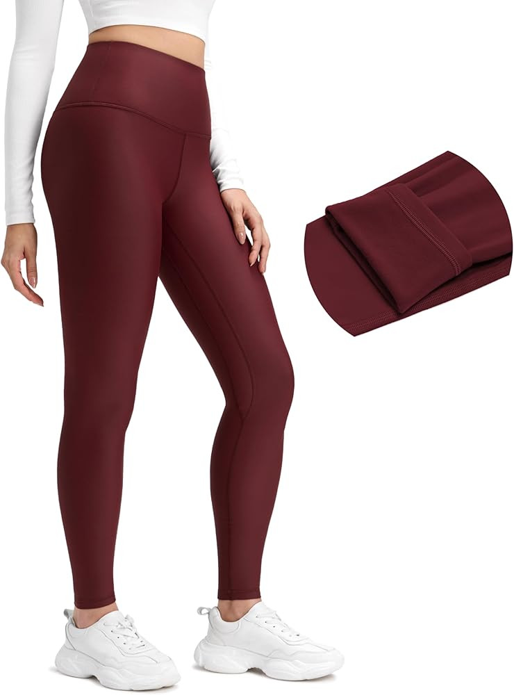 CRZ YOGA Fleece Lined Leggings 28'' - Thermal Casual Lounge Workout Yoga Womens Full Length Pants... | Amazon (US)