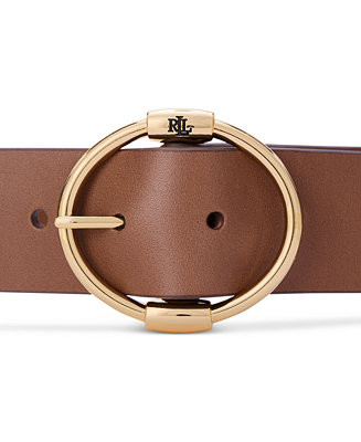 Lauren Ralph Lauren Brown Wide Leather Equestrian Belt & Reviews - Belts - Handbags & Accessories... | Macys (US)