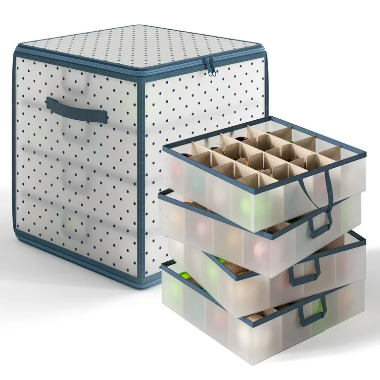 Hearth & Harbor Small Christmas Ornament Storage Box - Fits up to 64 Holiday Ornaments | Walmart (US)