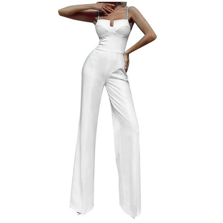 YWDJ Winter Jumpsuits for Women Dressy Women Sequin Sleeveless Sling Jumpsuit Solid Slim Fit Casual  | Walmart (US)