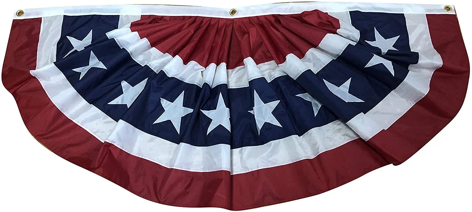 Patriotic American Flag Bunting Banner - 30" x 72" Pleated Fan Flag, 4th of July, USA, Red White ... | Walmart (US)
