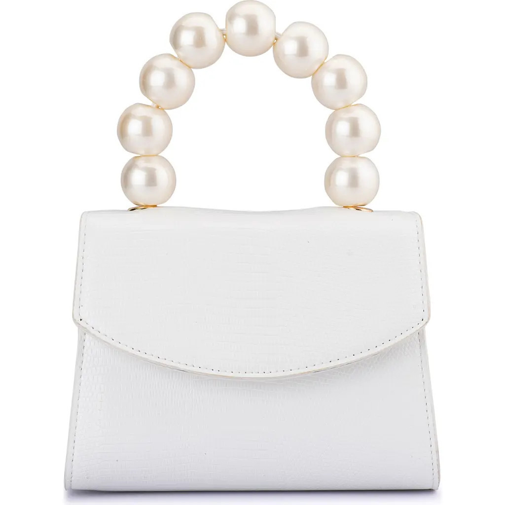 Olga Berg Peta Faux Pearl Top Handle Bag in White at Nordstrom | Nordstrom