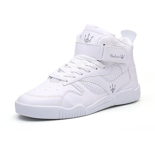 FZUU Men's Fashion High Top Leather Street Sneakers Sports Casual Shoes | Amazon (US)