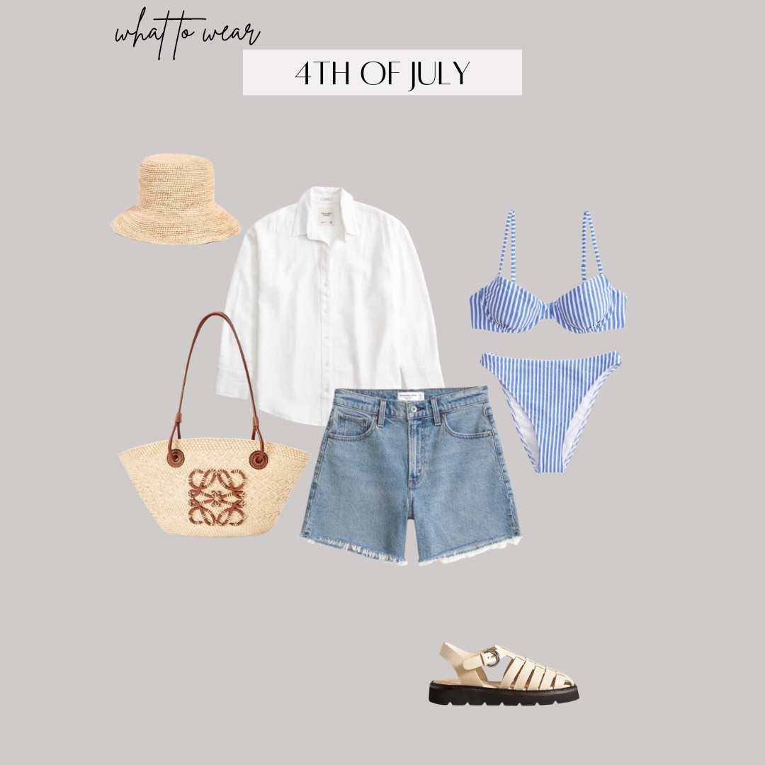 Fourth of July Outfit Idea: Whether you're soaking up the sun on a boat, grilling at a backyard BBQ, or watching fireworks this red, white, and blue look keeps you stylish and comfy all day long.


ootd style fashion, boat days, swim, summer outfit, 4th of July, Loewe handbag, beach bag, raffia straw hat, linen top, cover up, beach days, lake weekend, denim shorts, swimsuit, bathing suit 

#LTKTravel #LTKSeasonal #LTKSwim