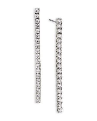 Perfect Tennis Cubic Zirconia Linear Drop Earrings in Rhodium Plated | Bloomingdale's (US)