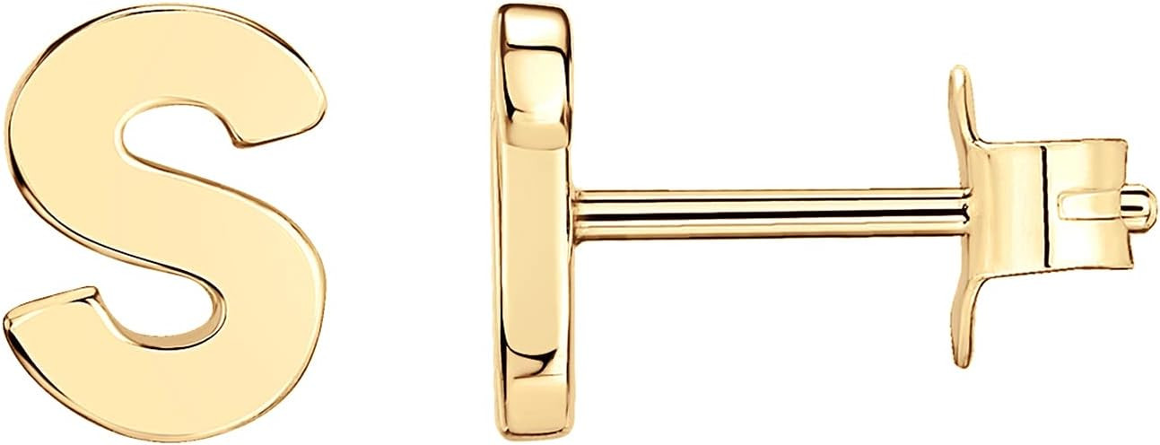 PAVOI 14K Gold Plated Sterling Silver Alphabet Letter Earrings | Personalized Initial Earrings fo... | Amazon (US)