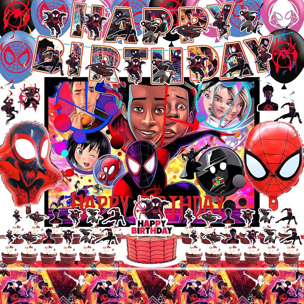 Miles Morales Birthday Party Supplies for Kids Boys, Spider Miles Party Decorations Include Birth... | Amazon (US)