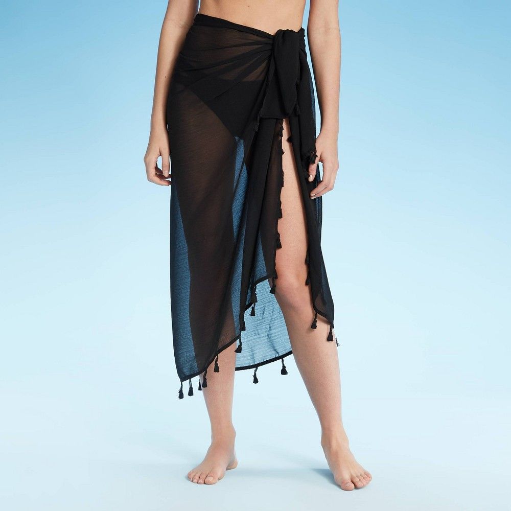 Women's Convertible Cover Up Sarong - Shade & Shore Black L/XL | Target