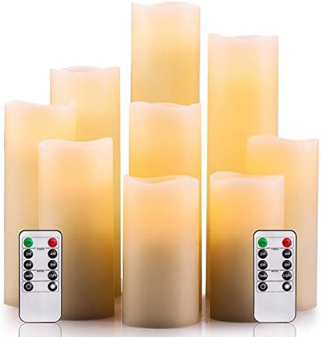 Enpornk Flameless Candles Battery Operated Candles 4" 5" 6" 7" 8" 9" Set of 9 Ivory Real Wax Pill... | Amazon (US)