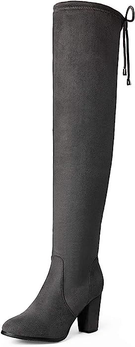 DREAM PAIRS Women's Thigh High Over The Knee Fashion Boots Block Mid Heel Long Sexy Faux Fur Boot... | Amazon (US)