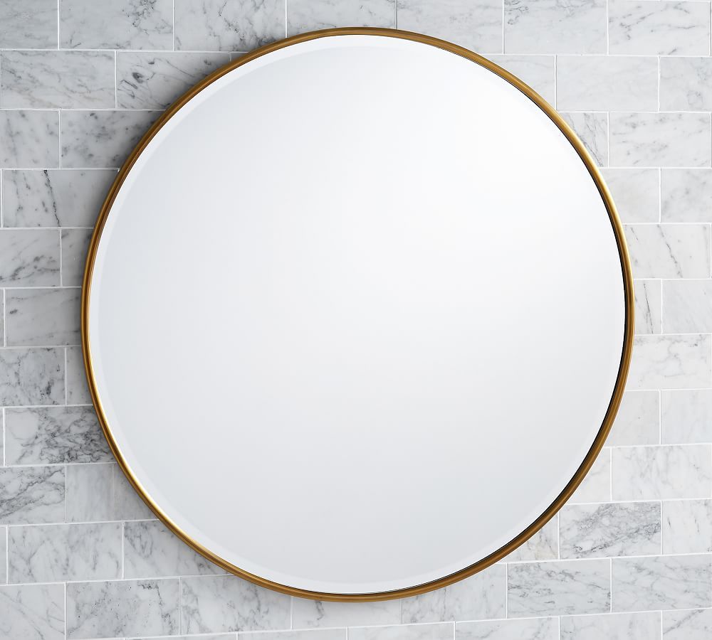 Brass Vintage Round Mirror, 30"" with French Cleat Mount diameter | Pottery Barn (US)
