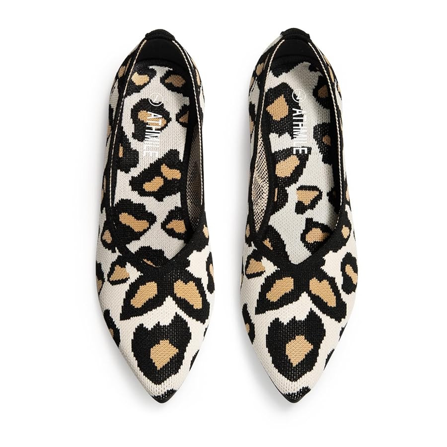 ATHMILE Pointed Toe Flats for Women Dressy Bronze Work Shoes Business Casul Knit Ballet Flats Sli... | Amazon (US)