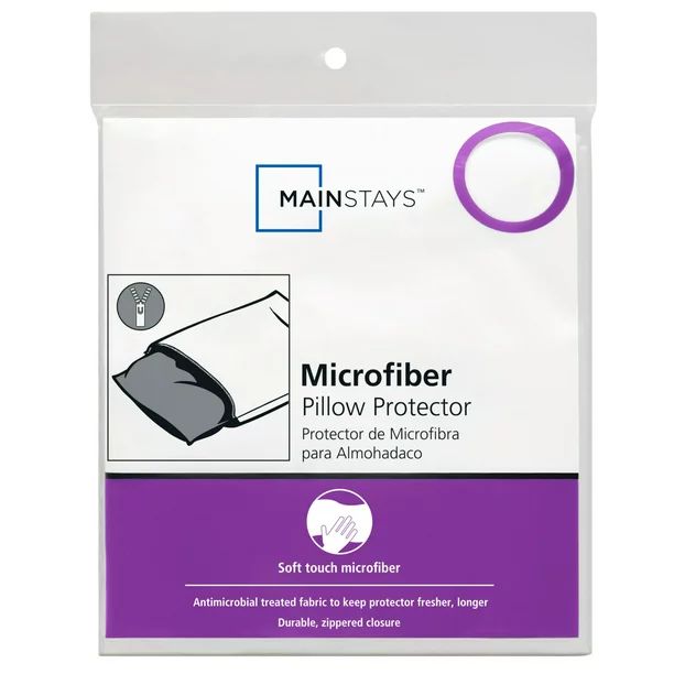 Mainstays Microfiber Zippered Pillow Protector, Standard/Queen | Walmart (US)